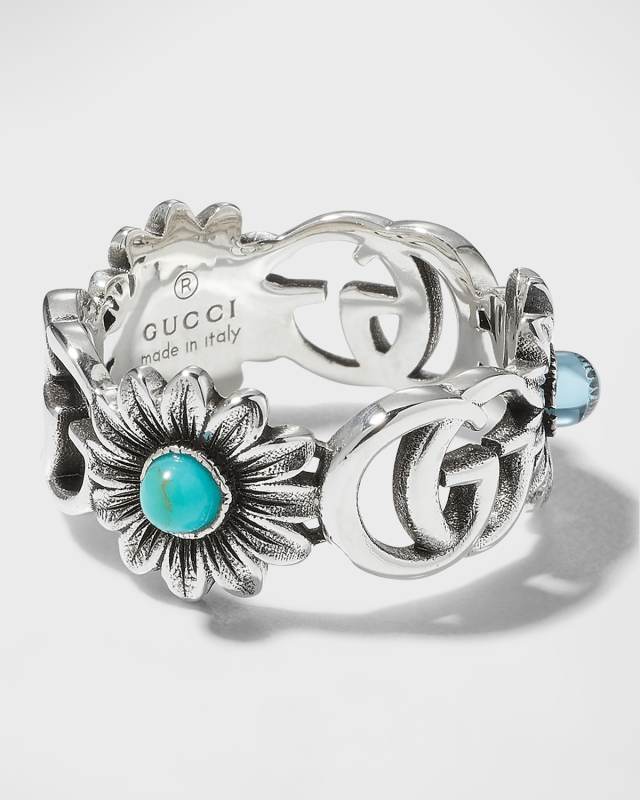 GG Marmont Sterling Silver Flower Ring